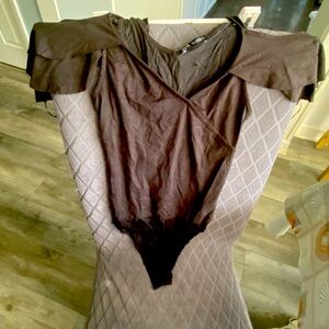 Black bodysuit with flutter sleeves